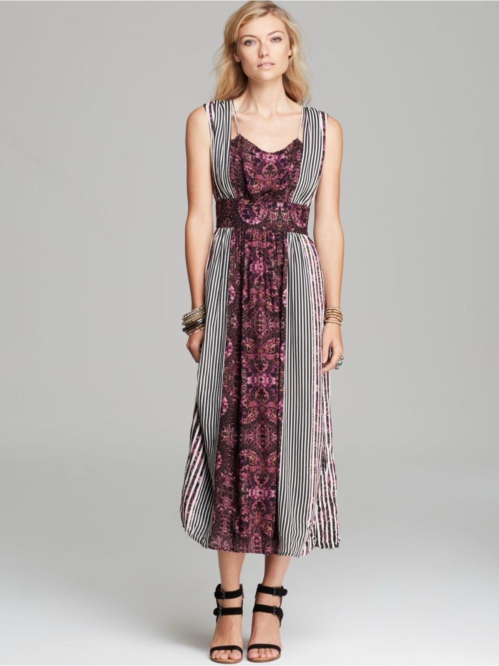 FREE PEOPLE MAYAN TEMPLE MIXED PRINT DRESS